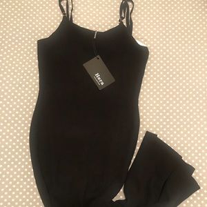 Black Body Hugging Midi Dress
